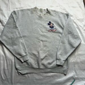 Gray Crewneck Sweater with Mickey Mouse